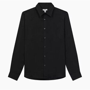 REISS Greenwich Black Slim Fit Button Front Shirt Size XL